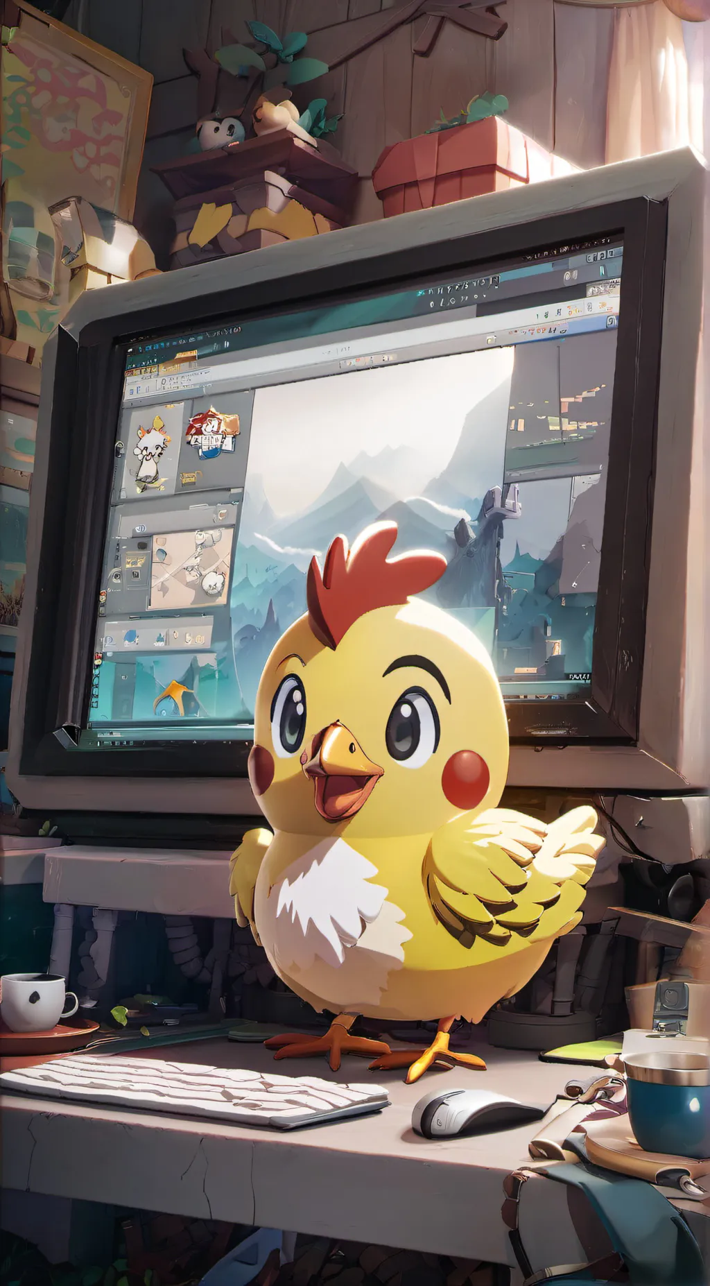ai character: kickinchicken background