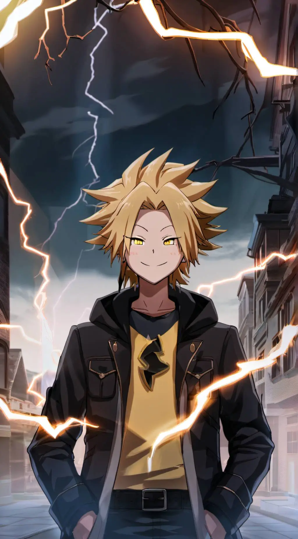 ai character: Denki Kaminari background