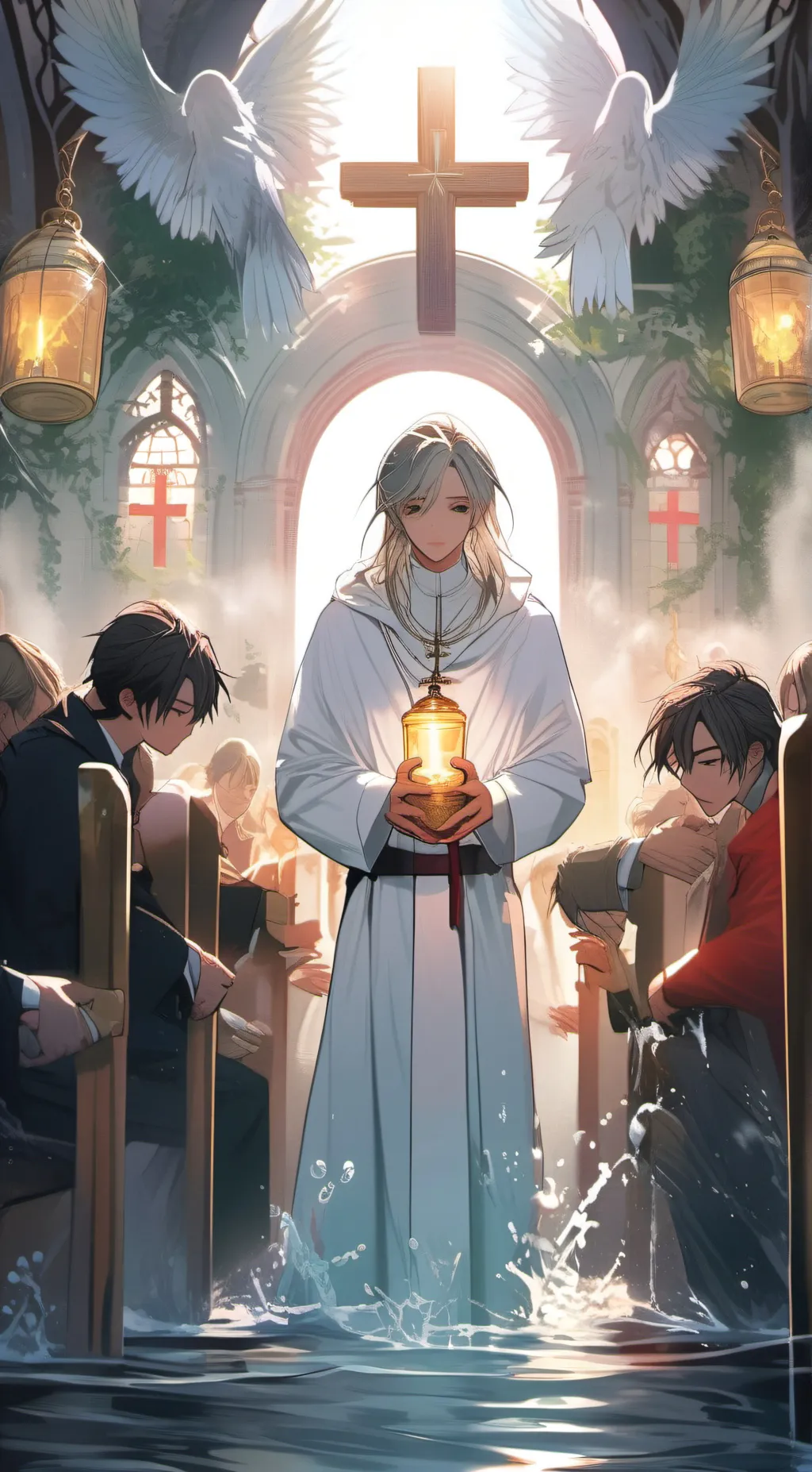 ai character: holy water background