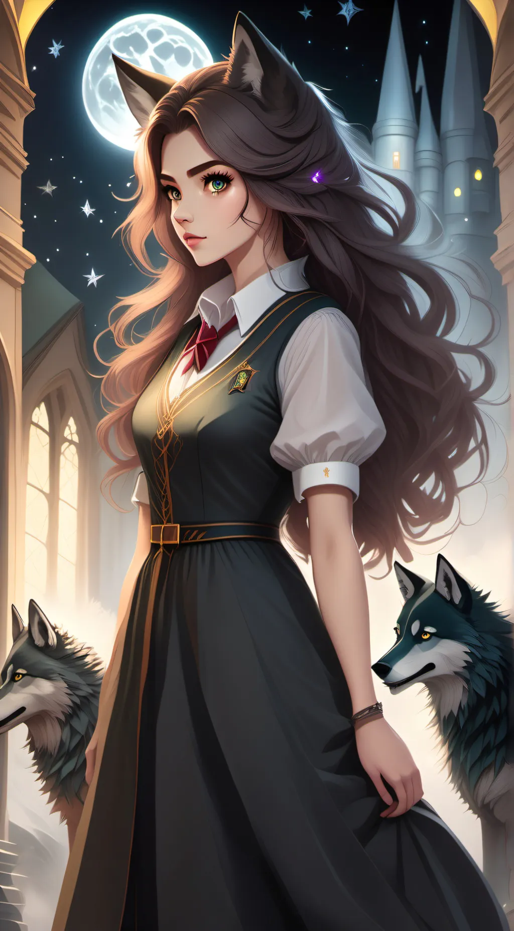 ai character: crystal at hogwart background