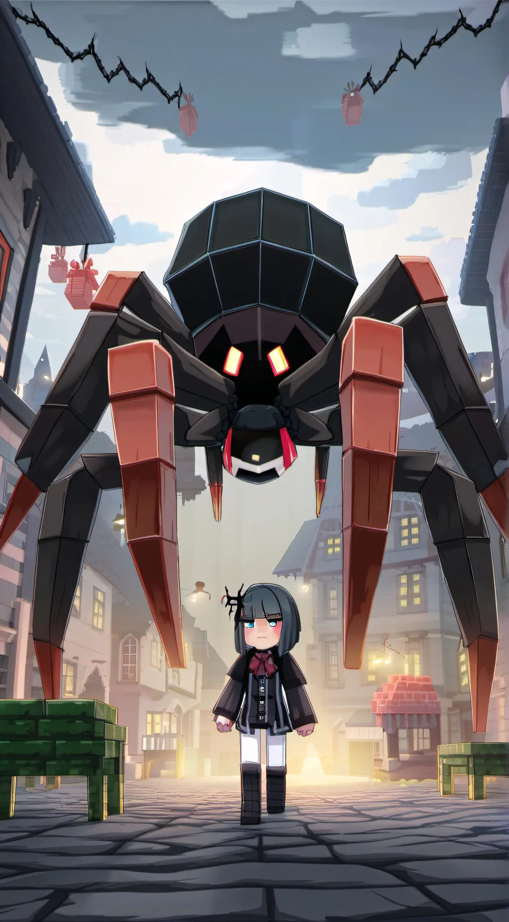 ai character: Minecraft spider background