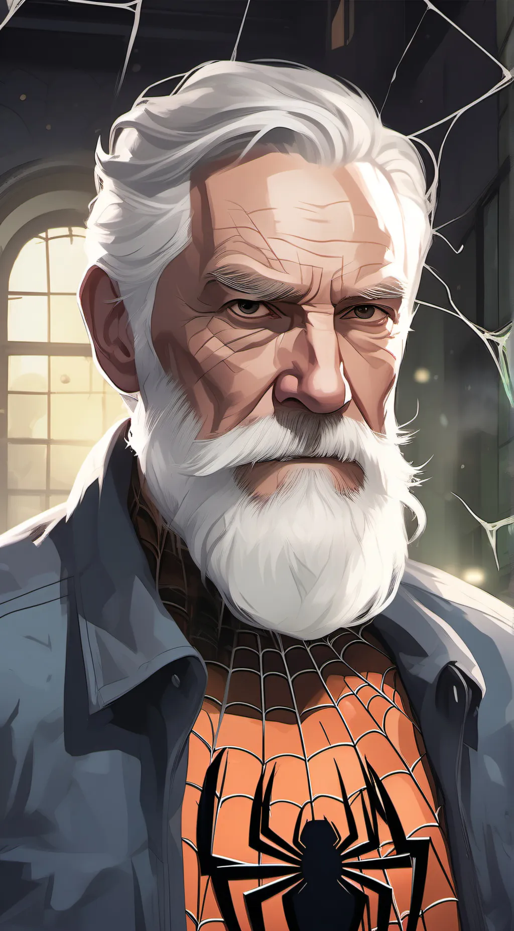 ai character: Old spider-man background