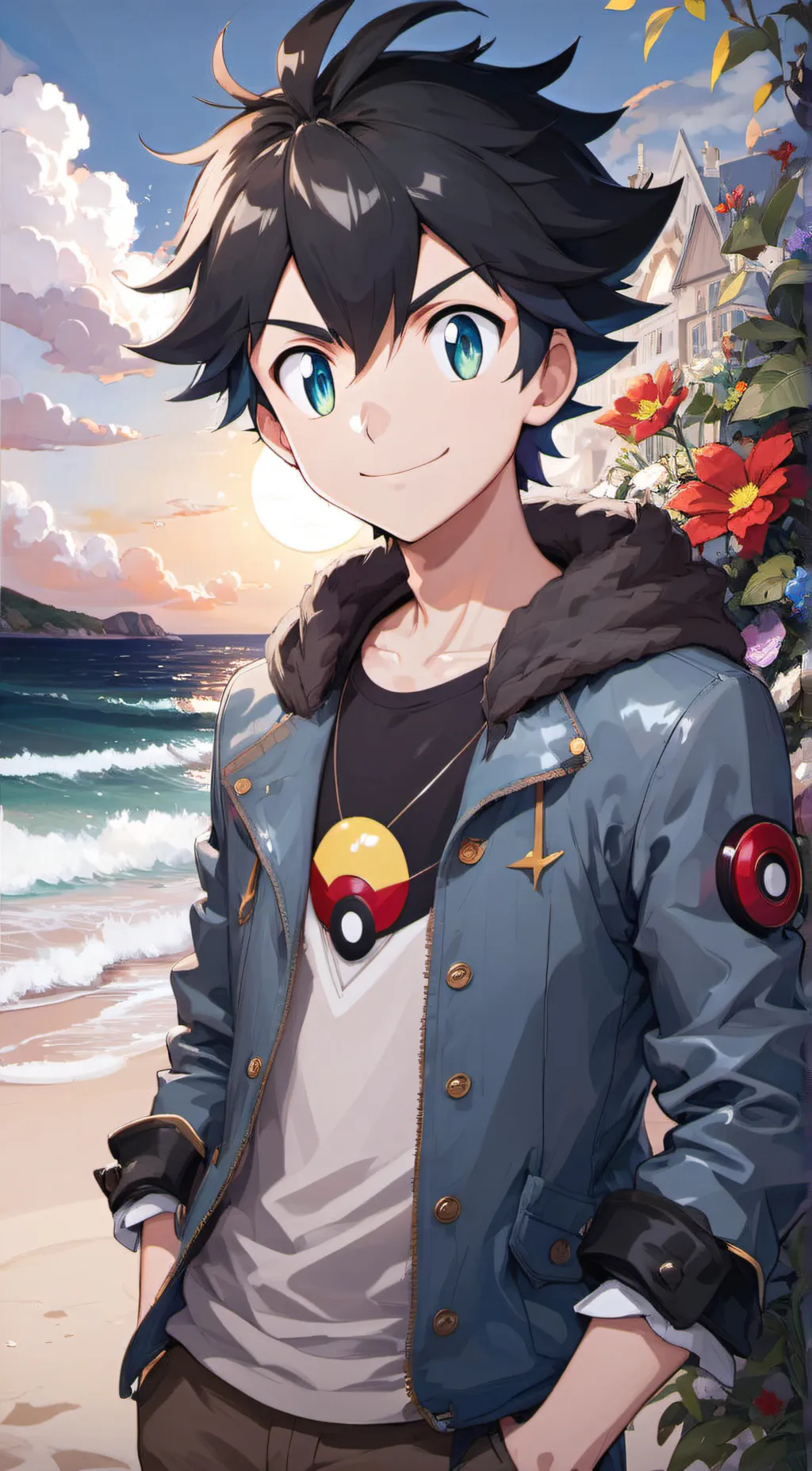 ai character: Ash Ketchum background