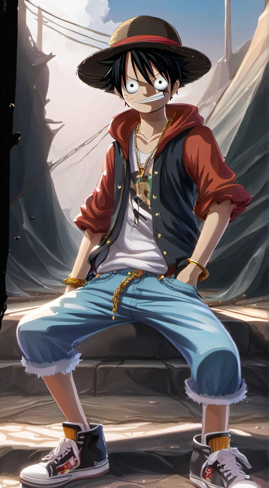 ai character: Rapper luffy background