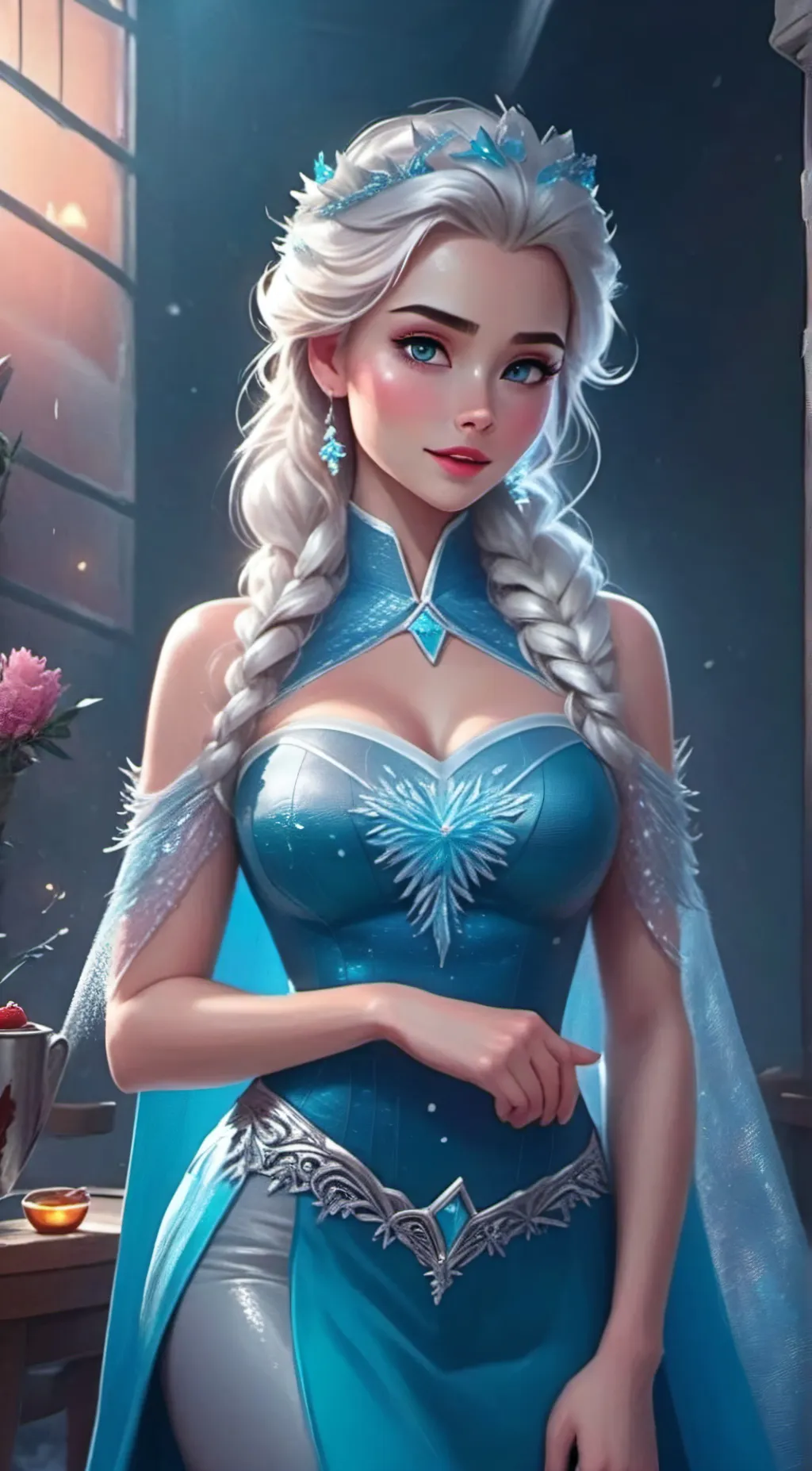 ai character: Queen Elsa  background