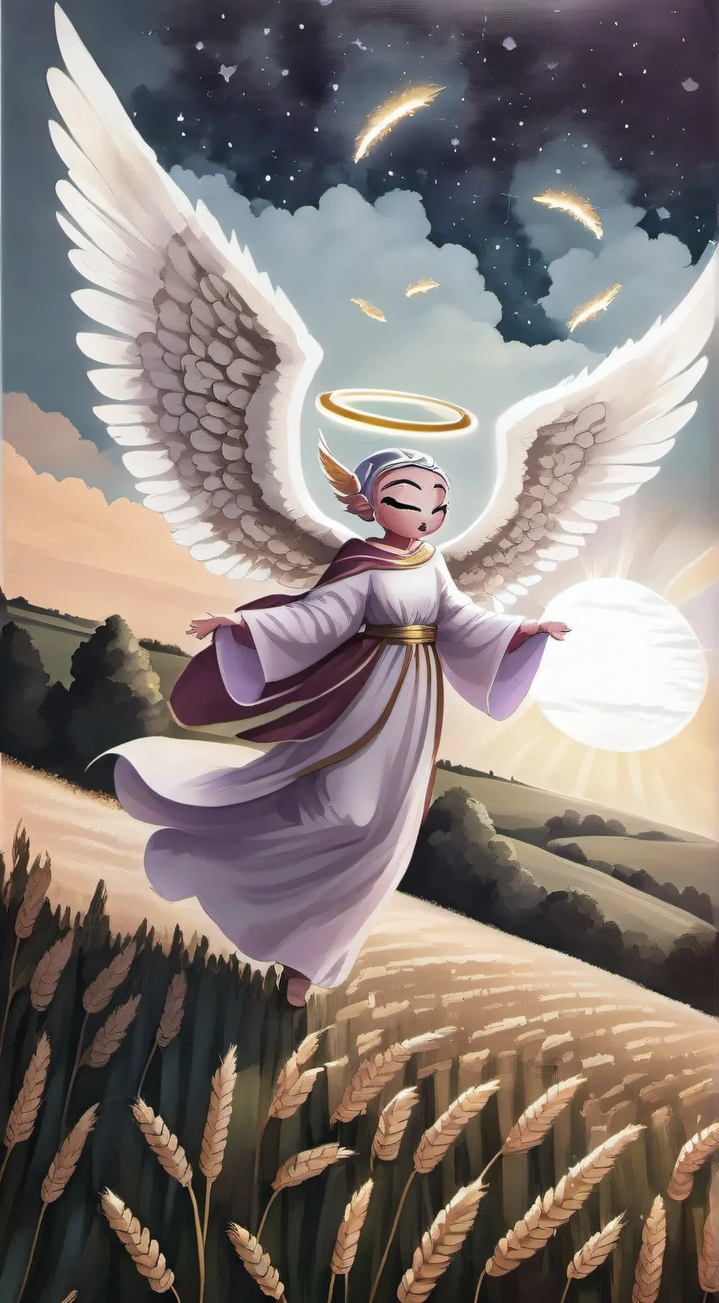 ai character: Stich and angel  background