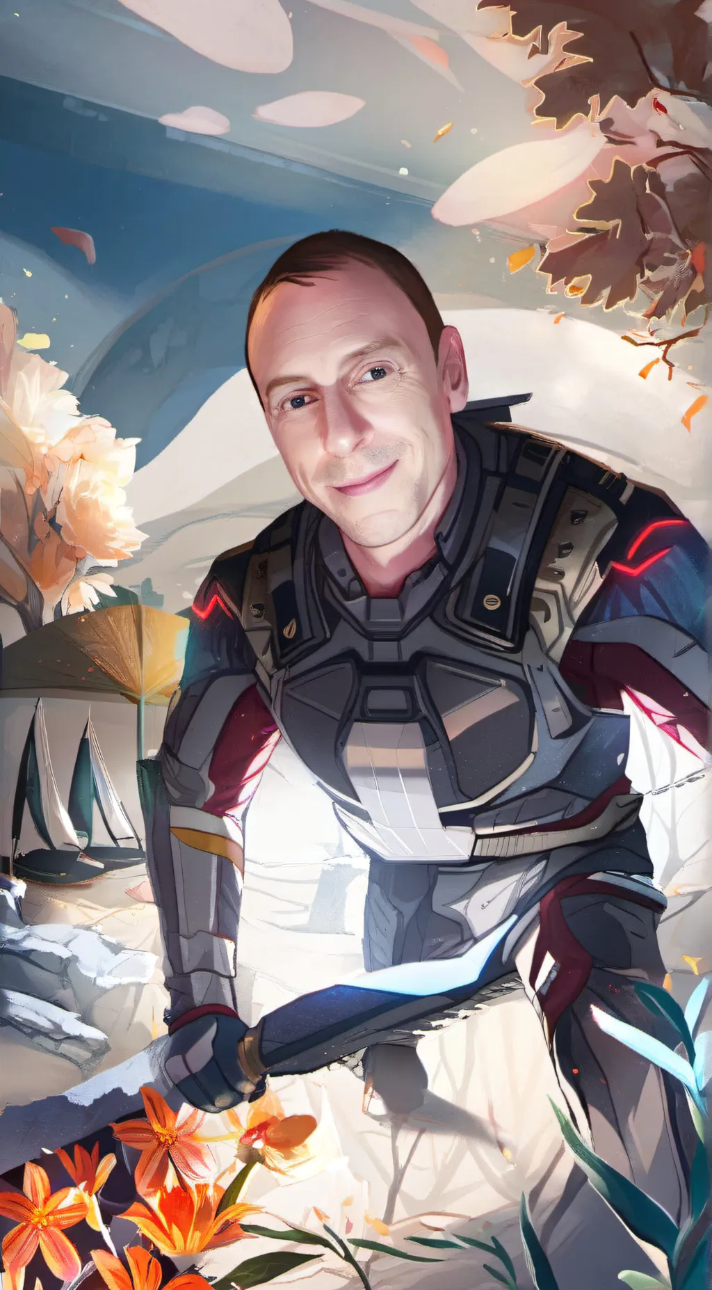 ai character: chris chalk  background