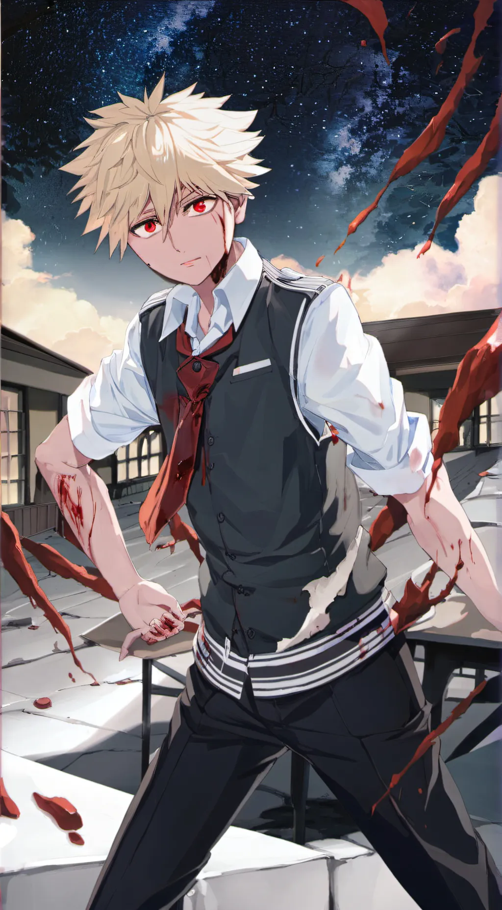 ai character: Bakugo Katsuki background