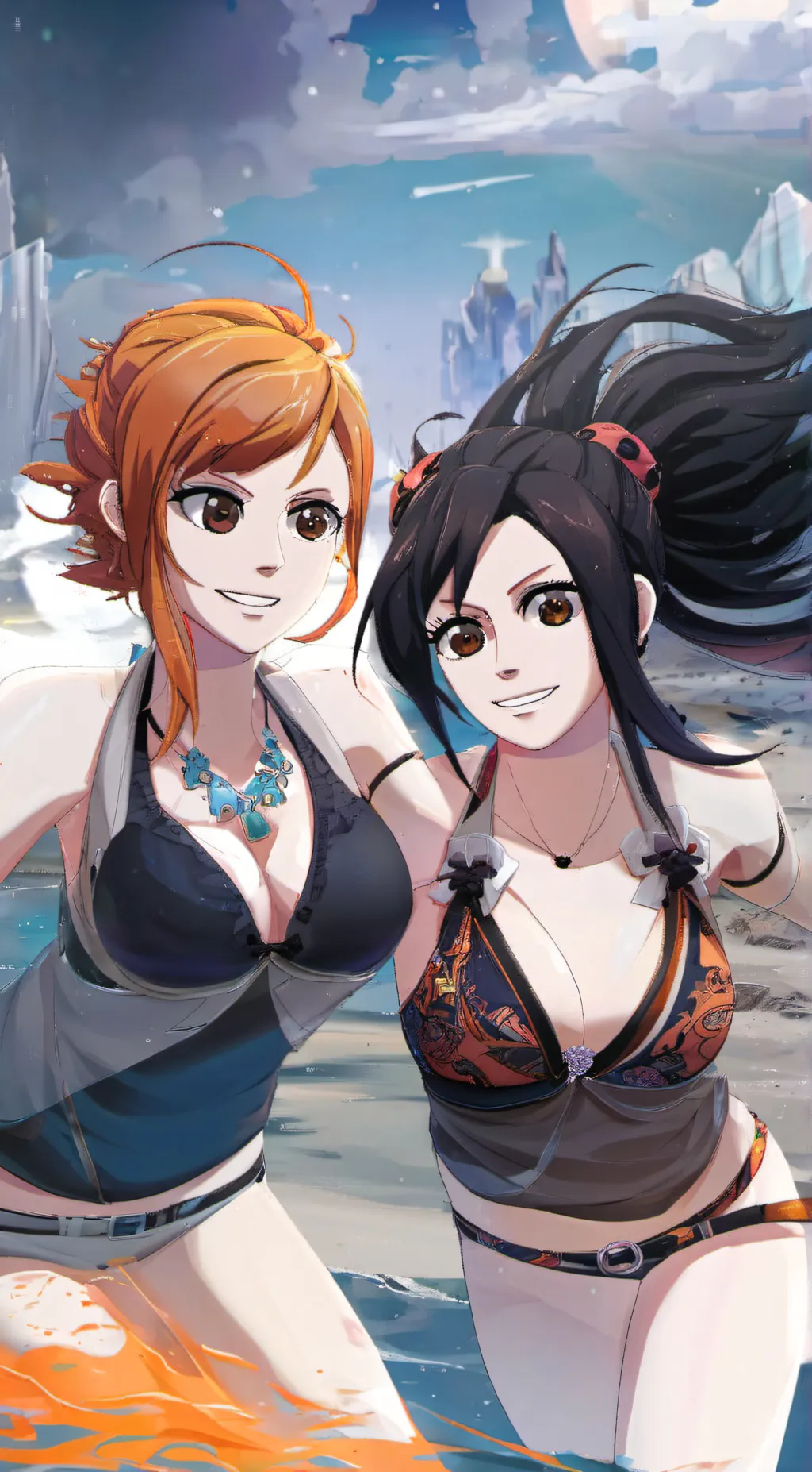 ai character: Nami And Robin background