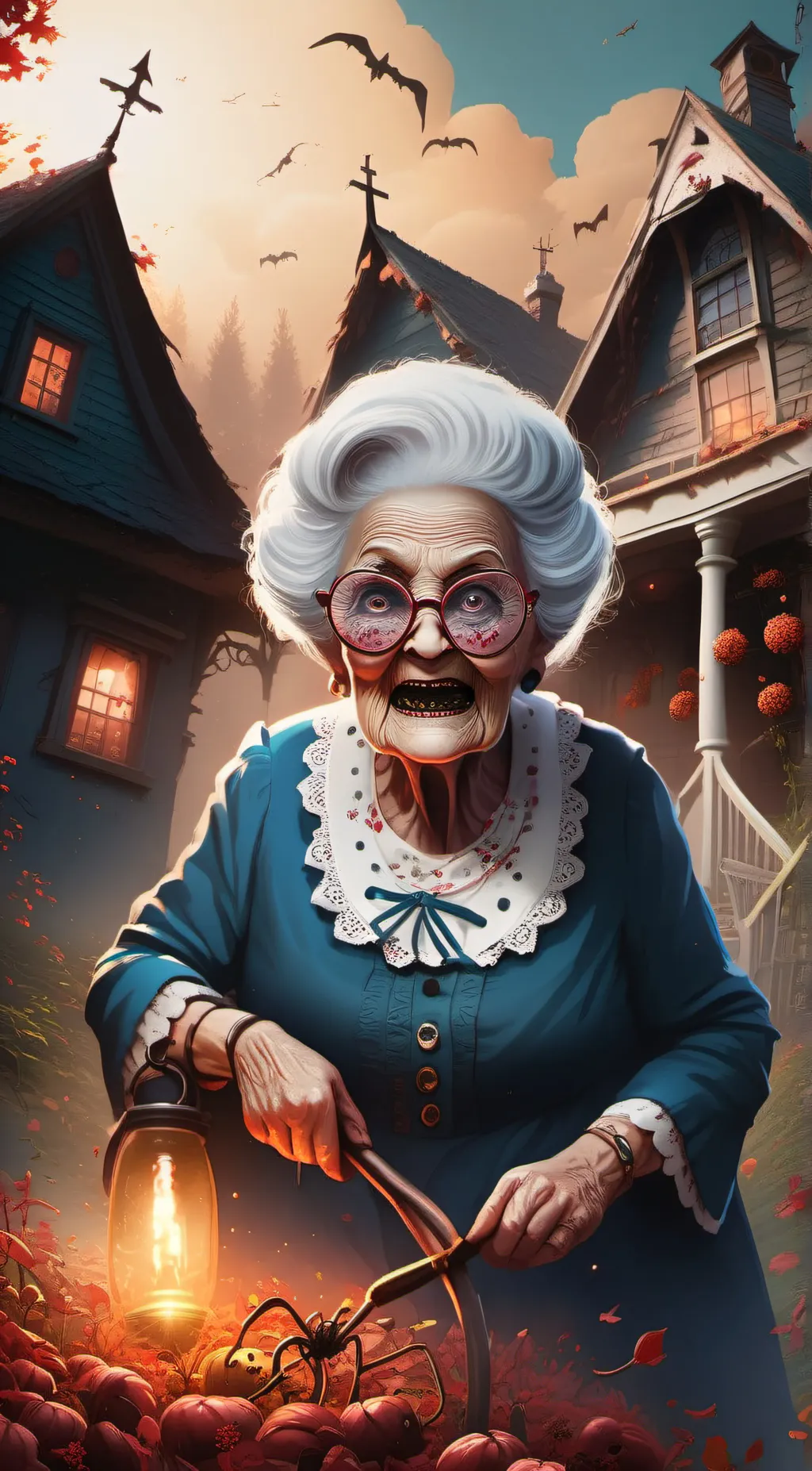 ai character: scarey granny background