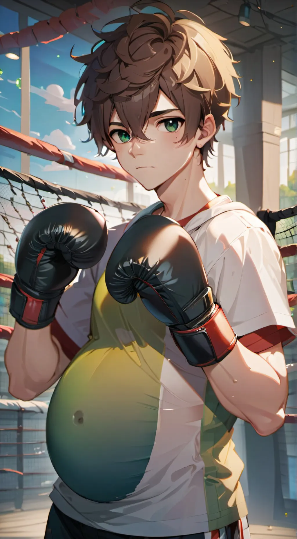 ai character: pregnant boxer background