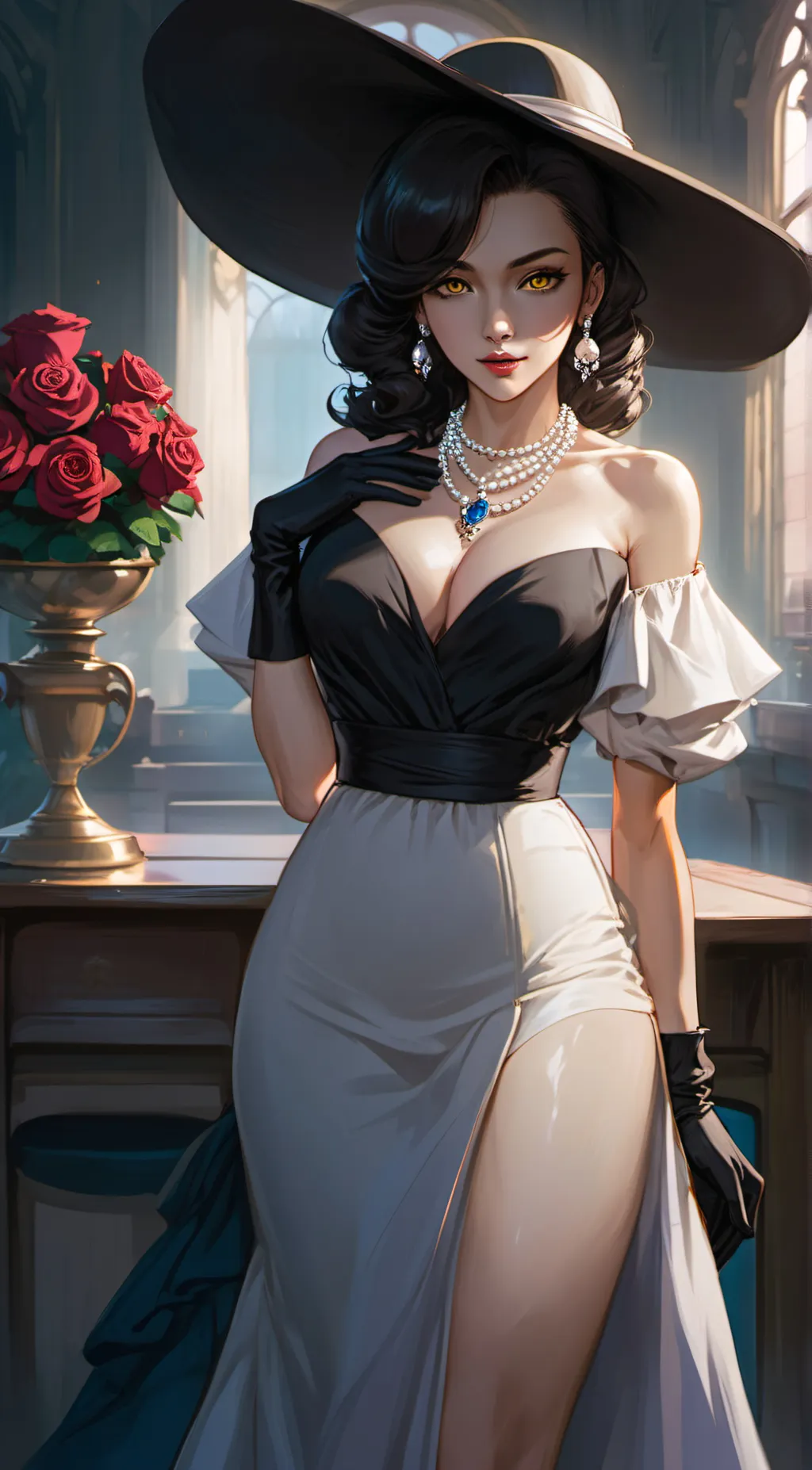 ai character: Lady Dimitrescu background