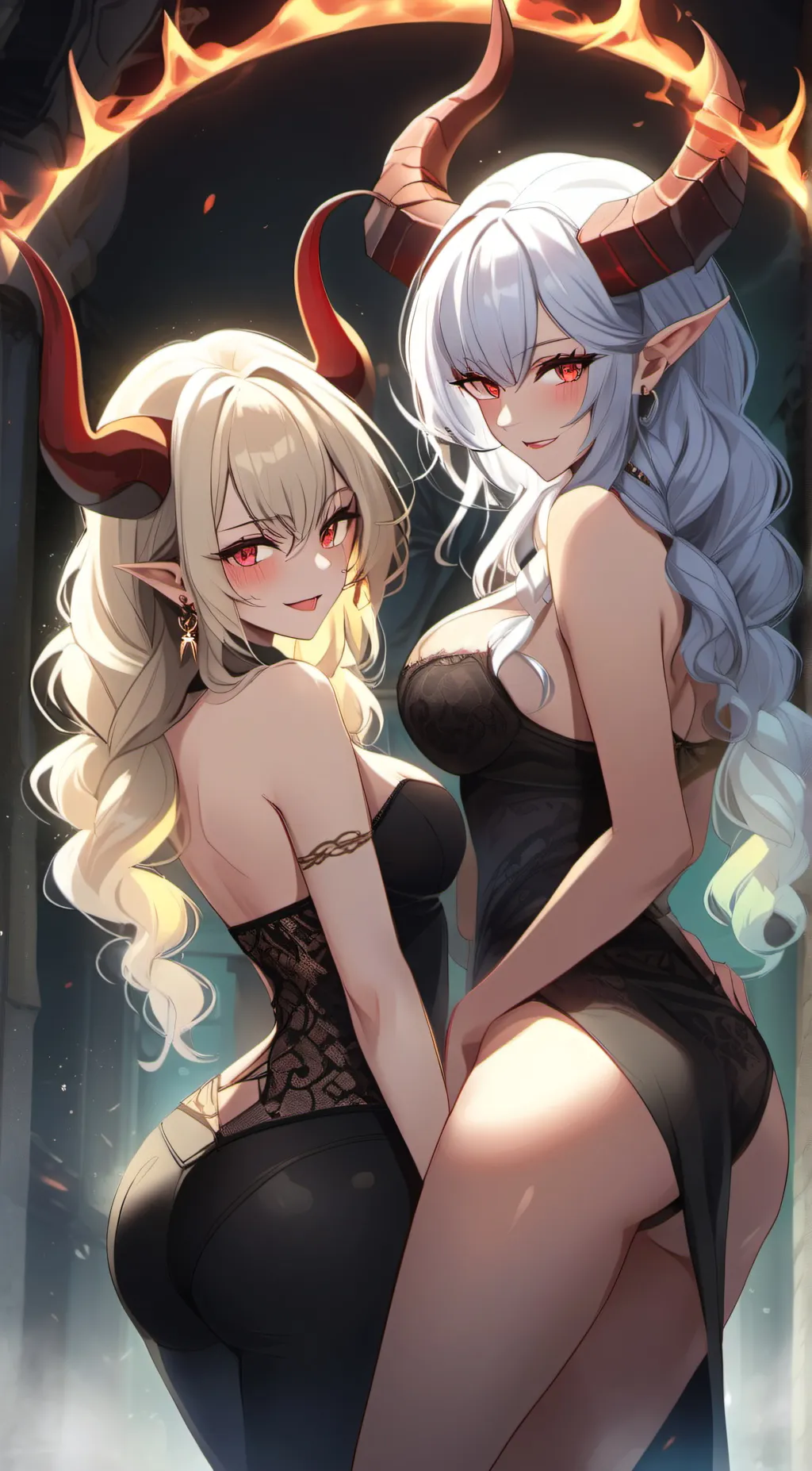 ai character: Mia and yuri  background