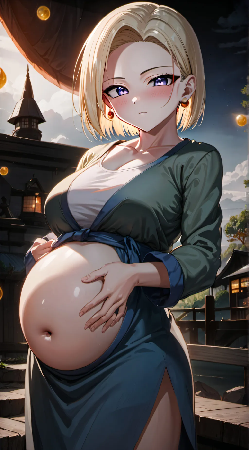 ai character: Android 18.  background