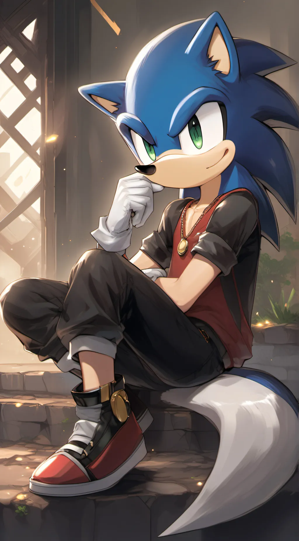 ai character: SENIC THE HEDGEHOG background
