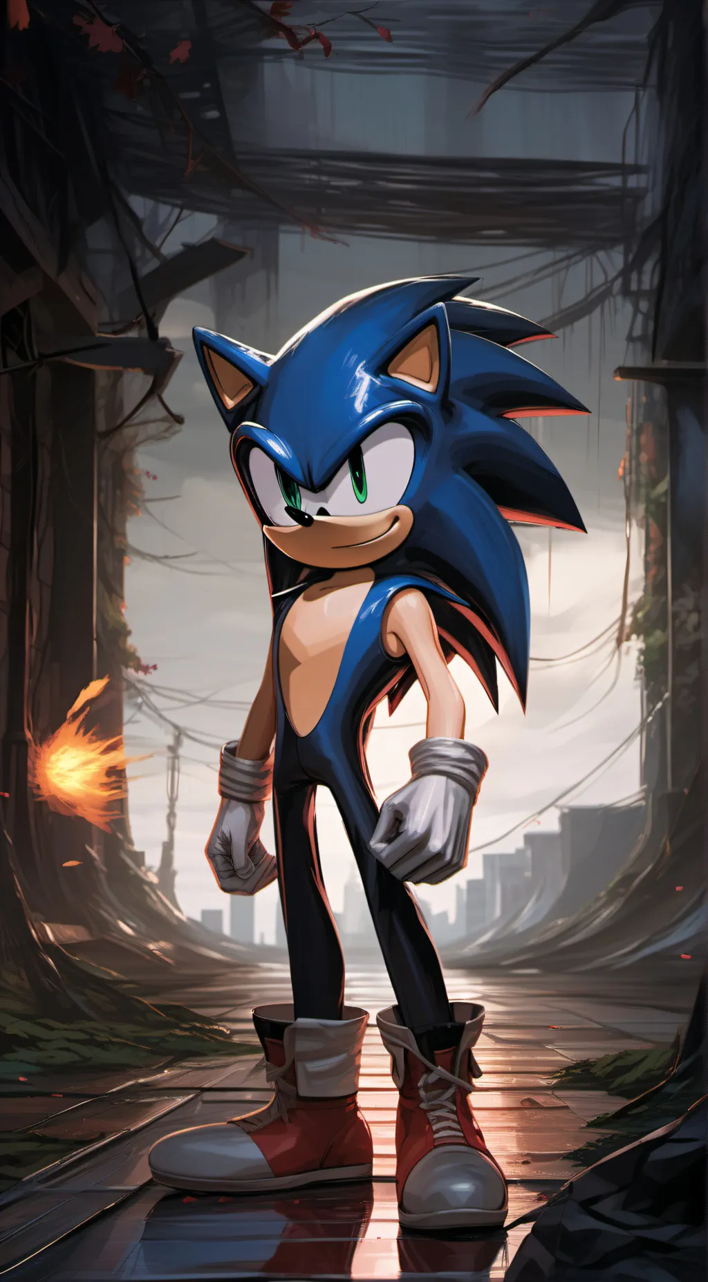 ai character: Sonic (dark)  background