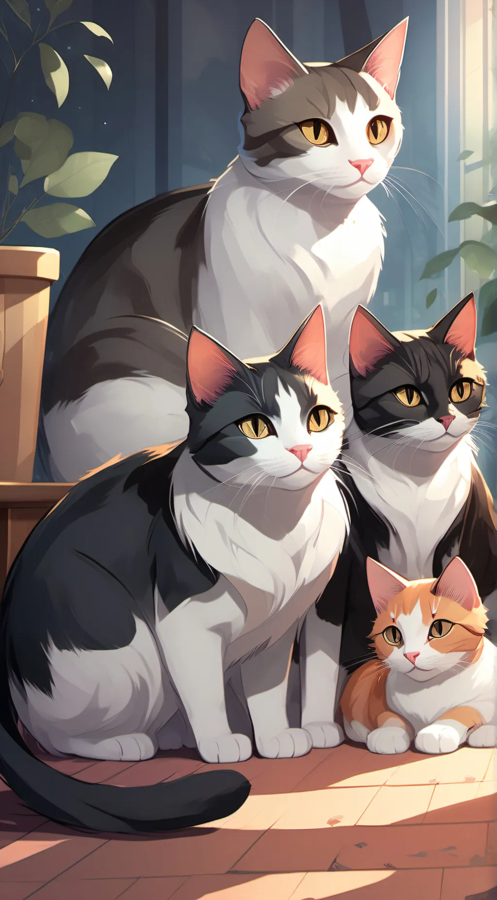 ai character: A Family of Cats background