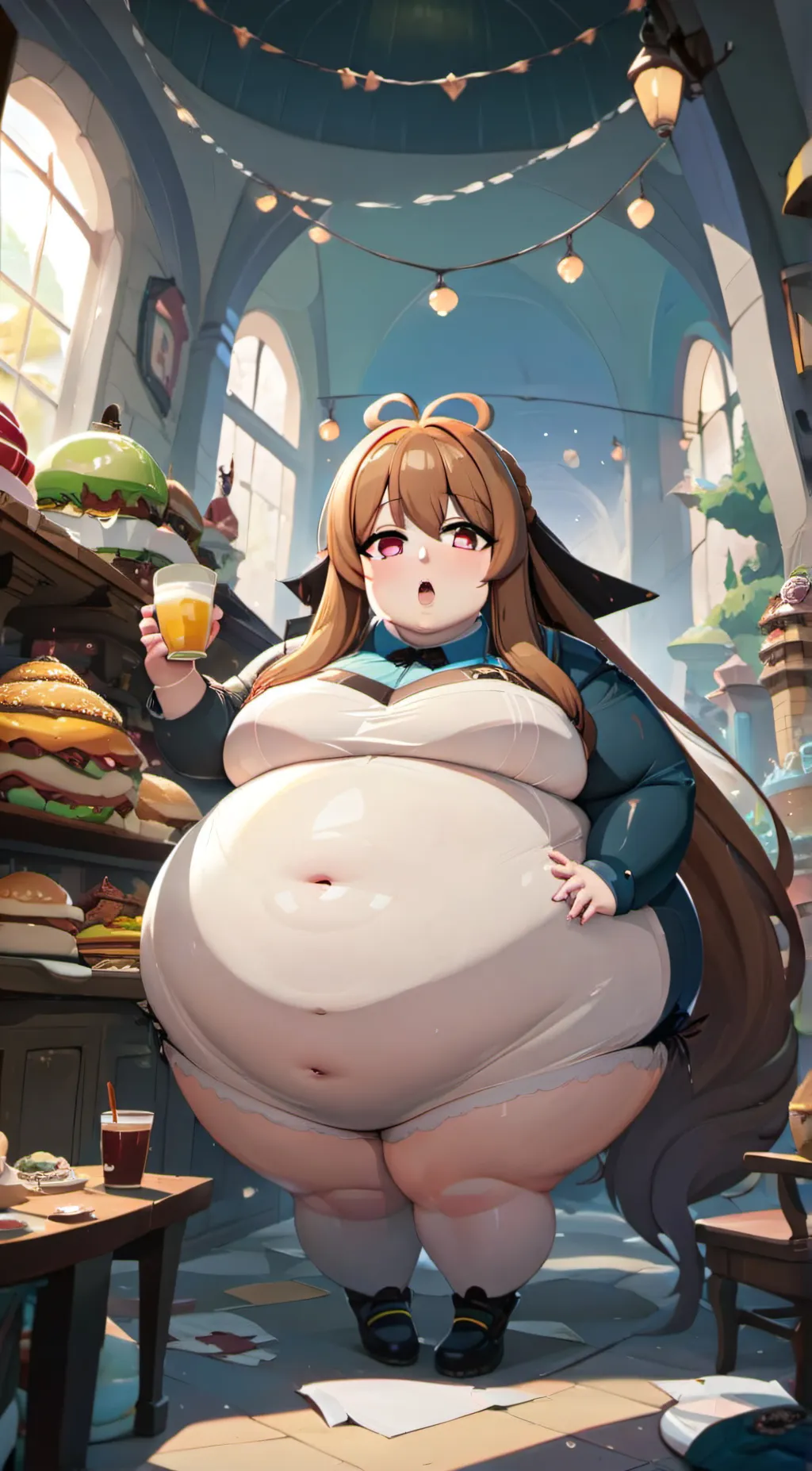 ai character: FAT CHUBBY GIRL background