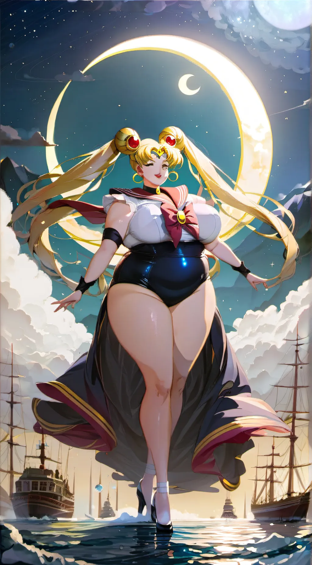 ai character: fat sailor moon  background