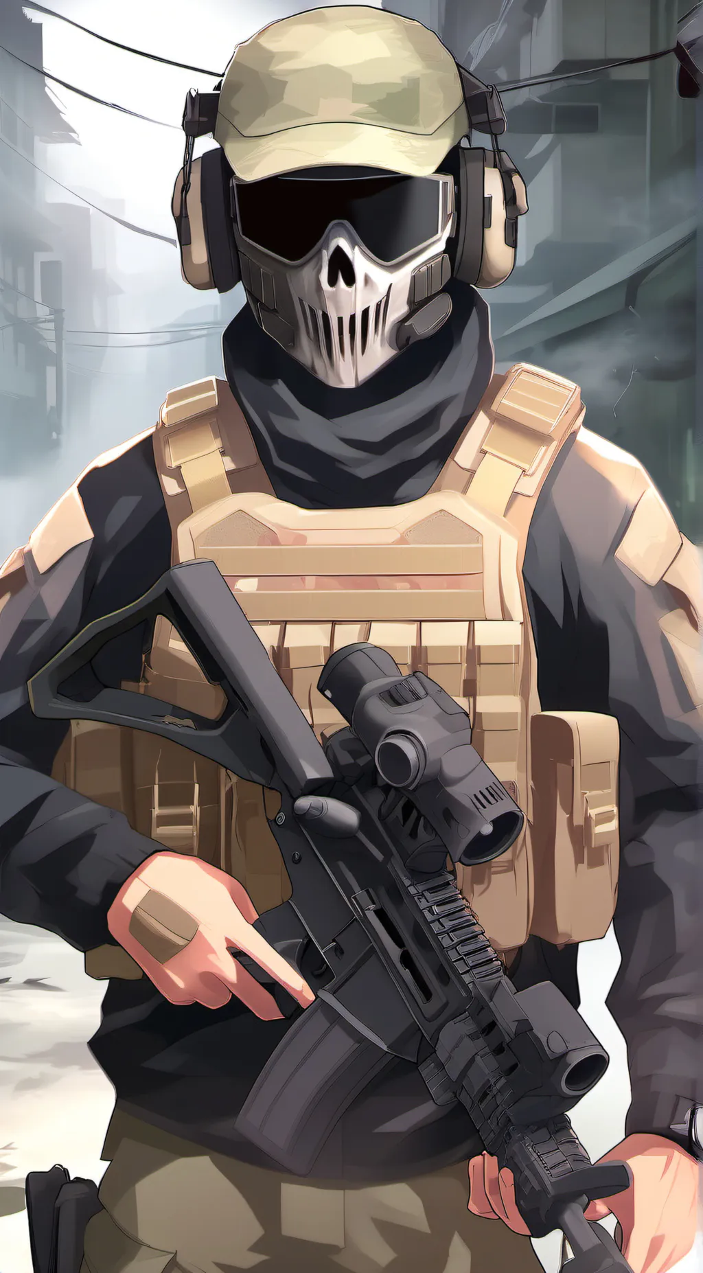 ai character: Ghost  background