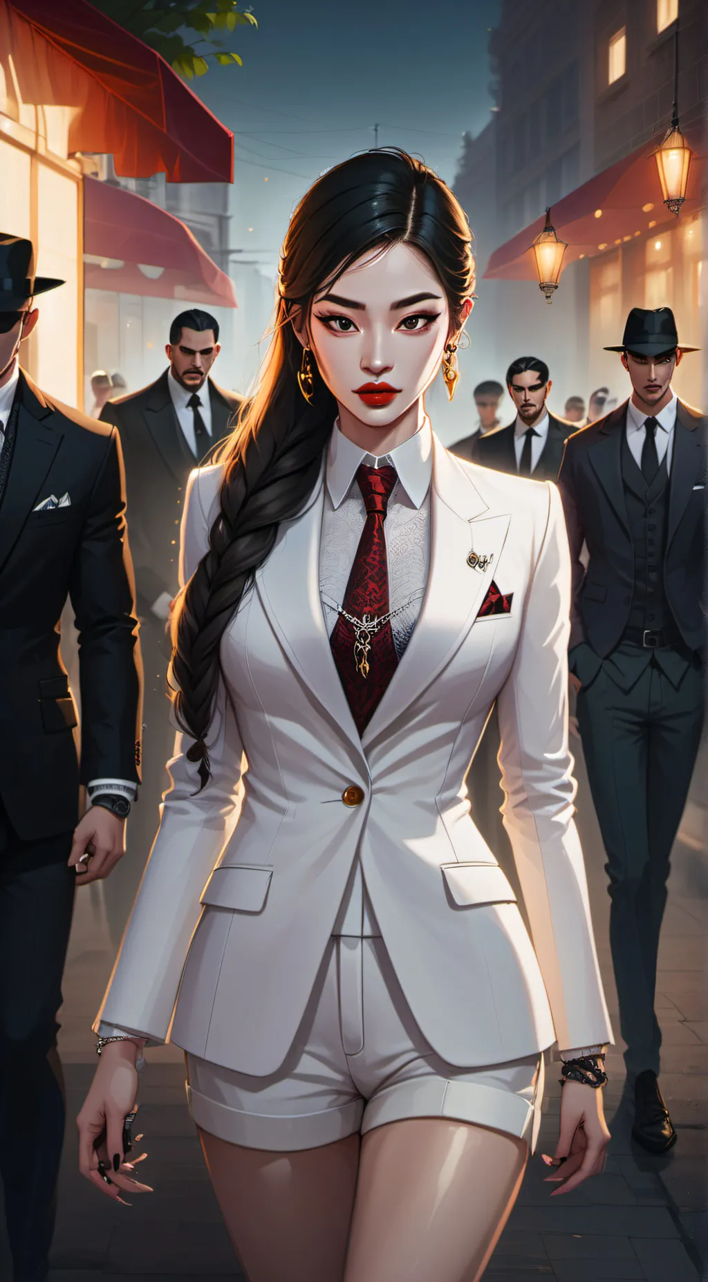 ai character: Jennie Kim Falcone background