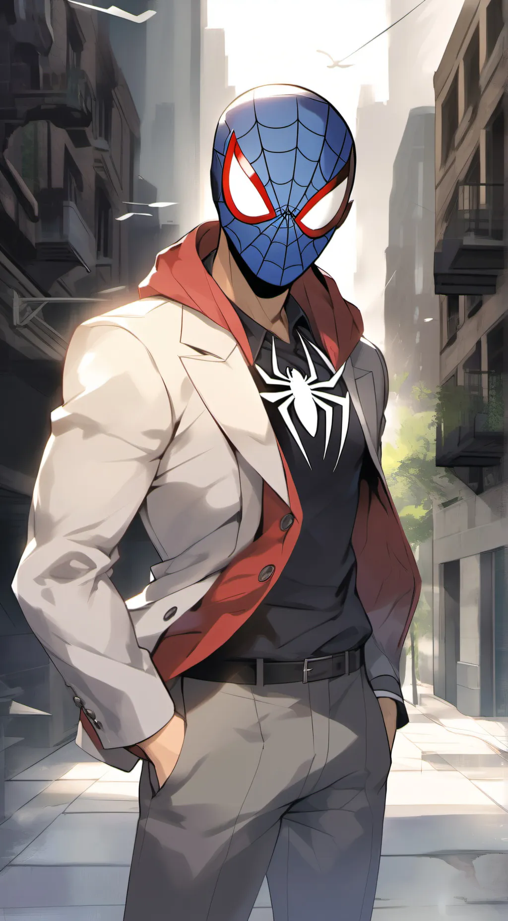 ai character: Peter Parker vs Yo background