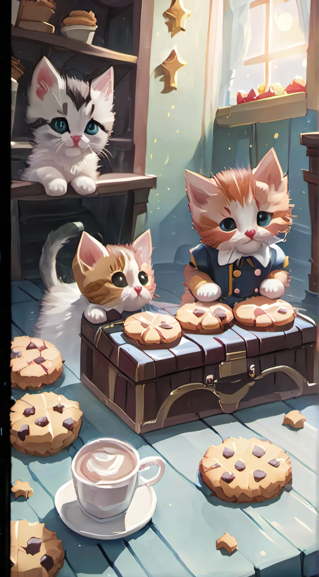 ai character: Cookie Kitten shop background