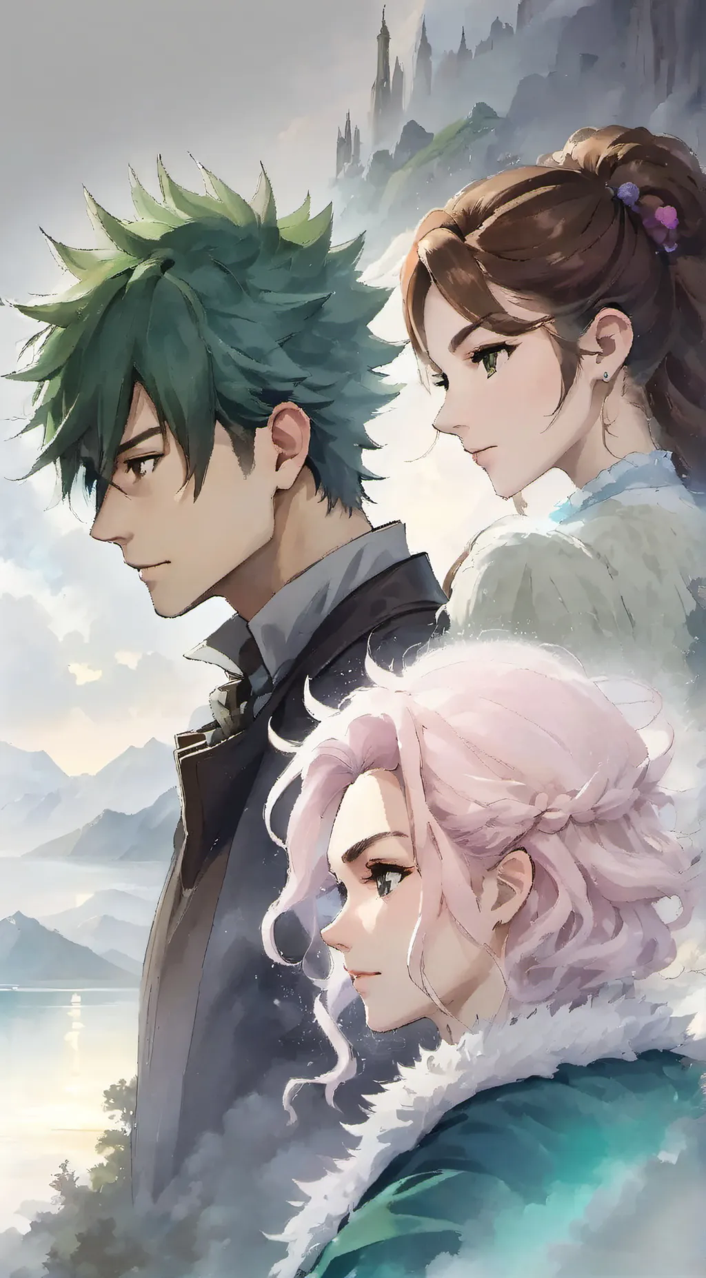 ai character: mina,bakugo,izuku, background