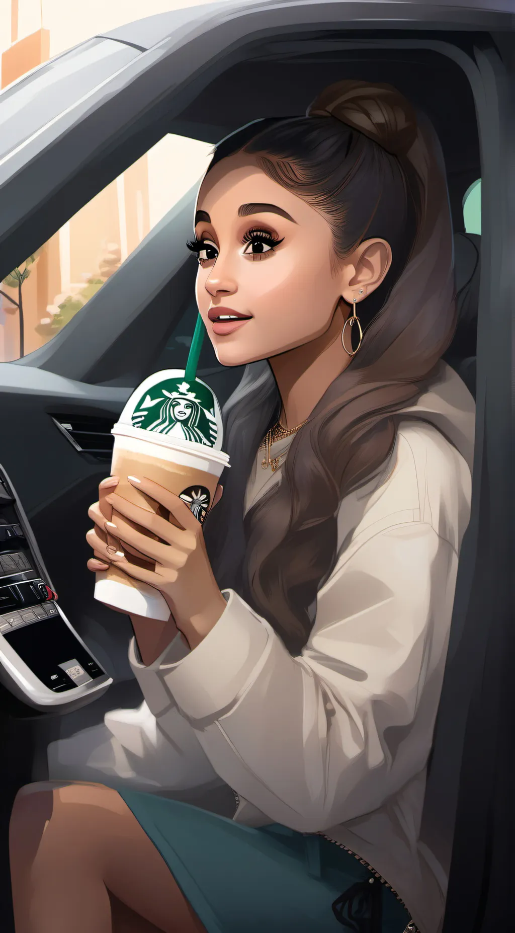 ai character: Ariana Grande  background