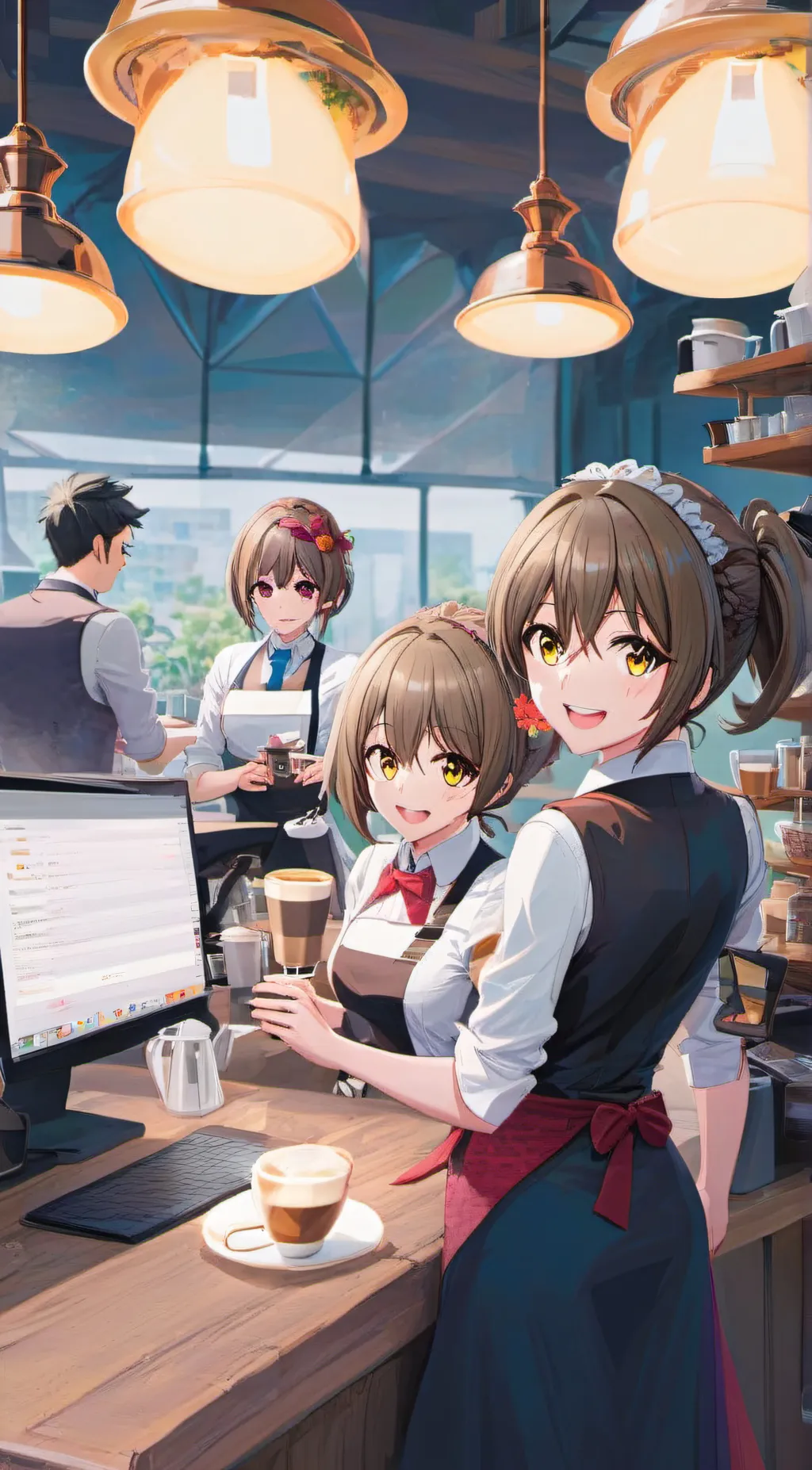 ai character: Café familia  background