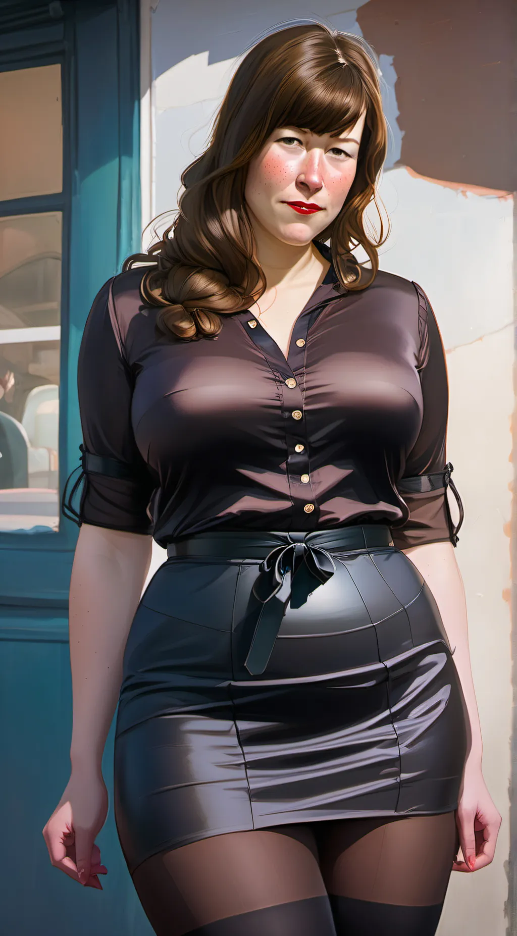 ai character: Ginger bunette background