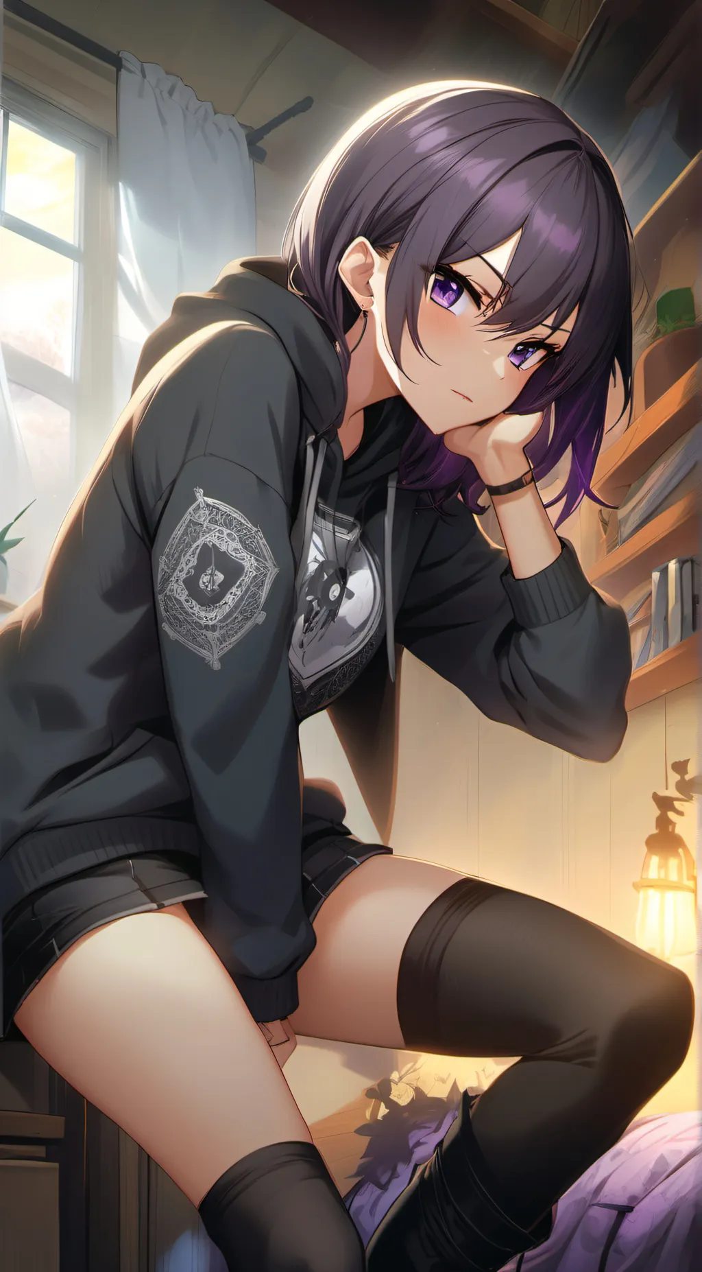 ai character: Violet background