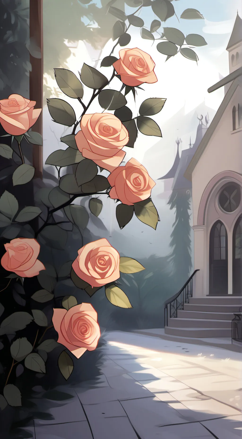 ai character: Roses background