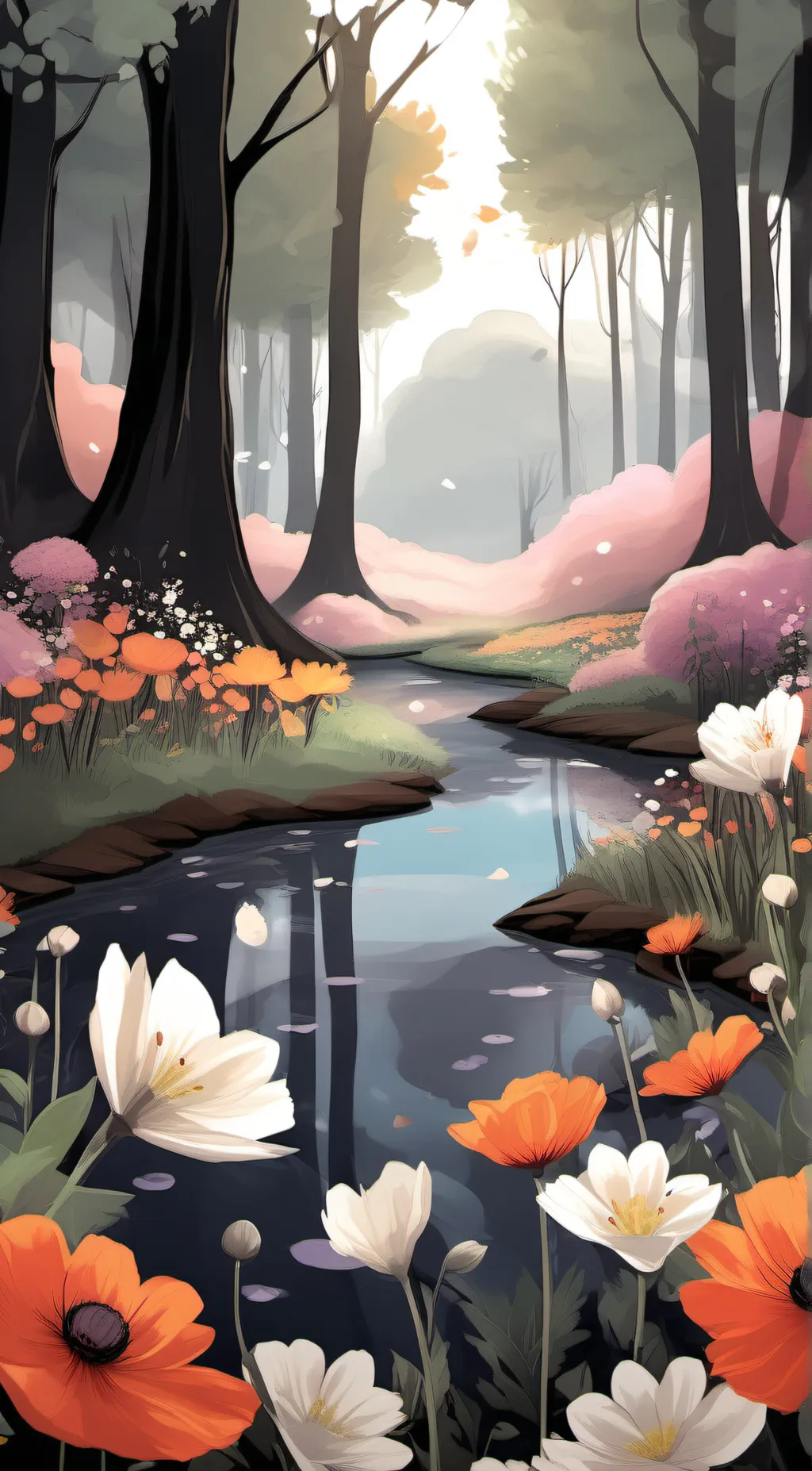 ai character: Flower Land background