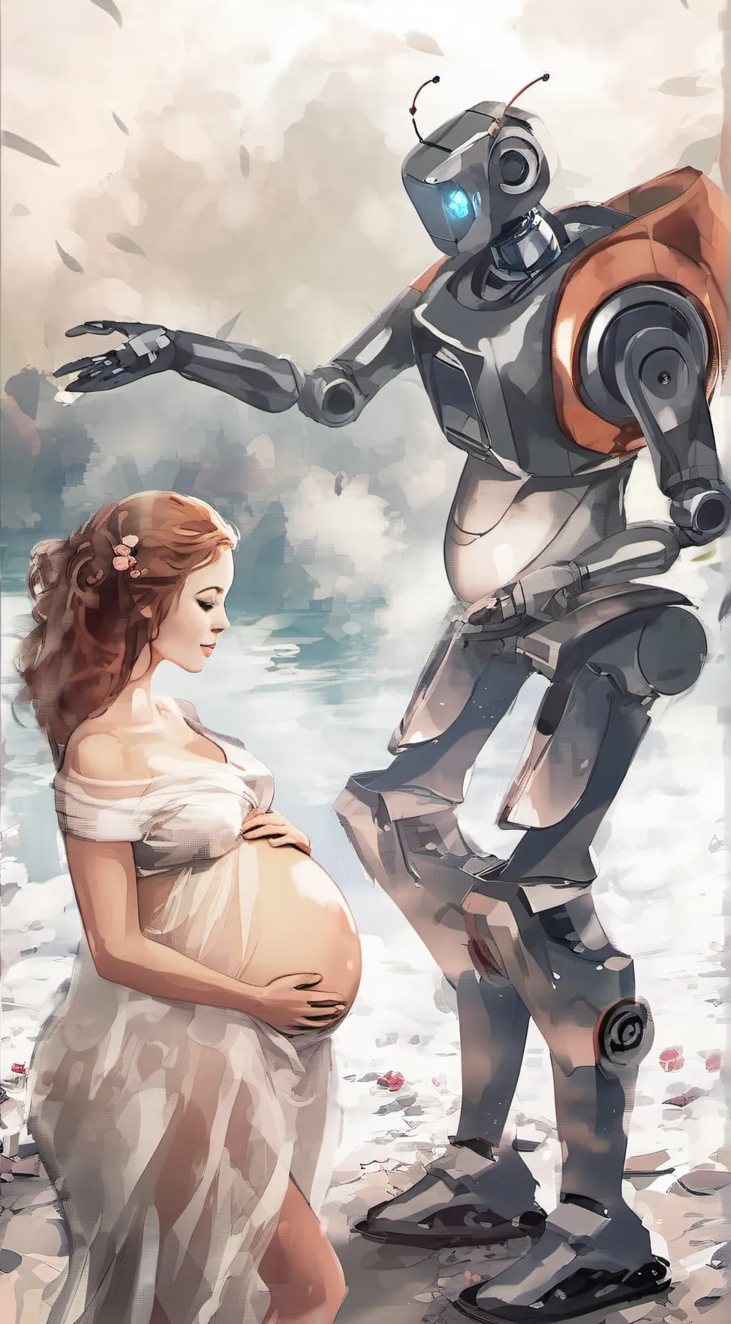 ai character: pregnant robot background