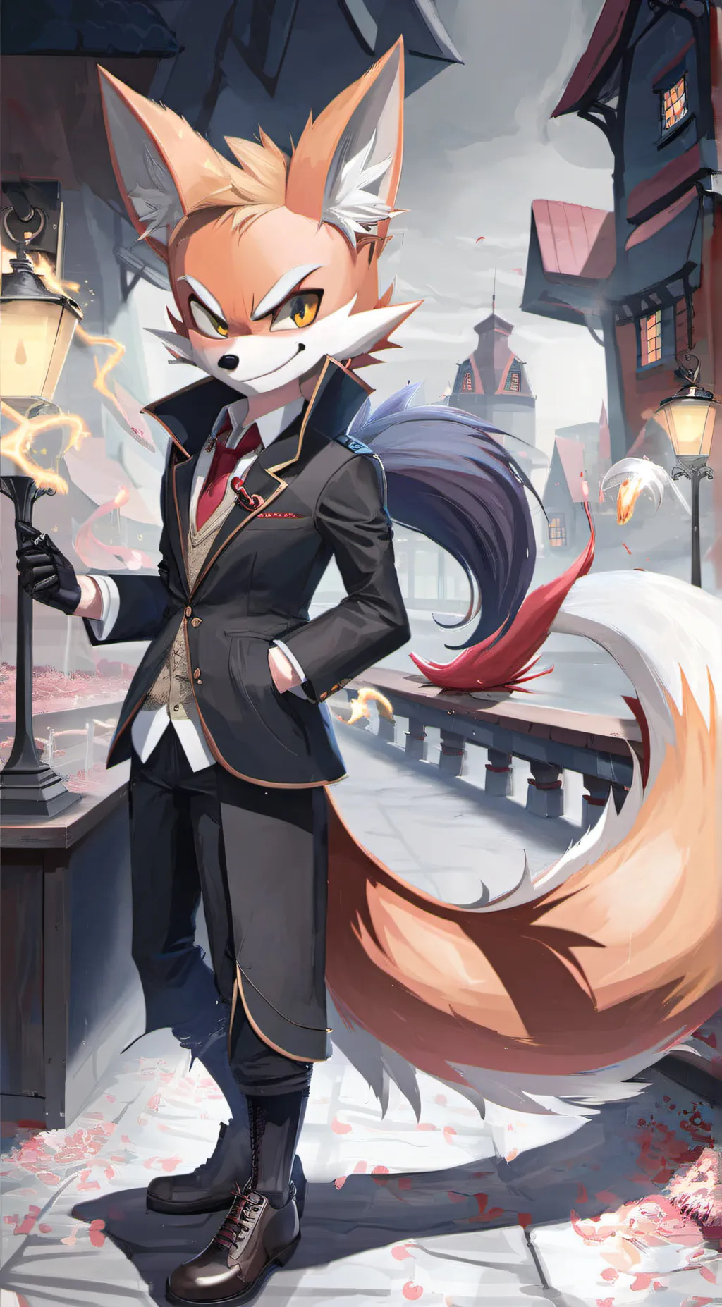 ai character: EVIL tails  background
