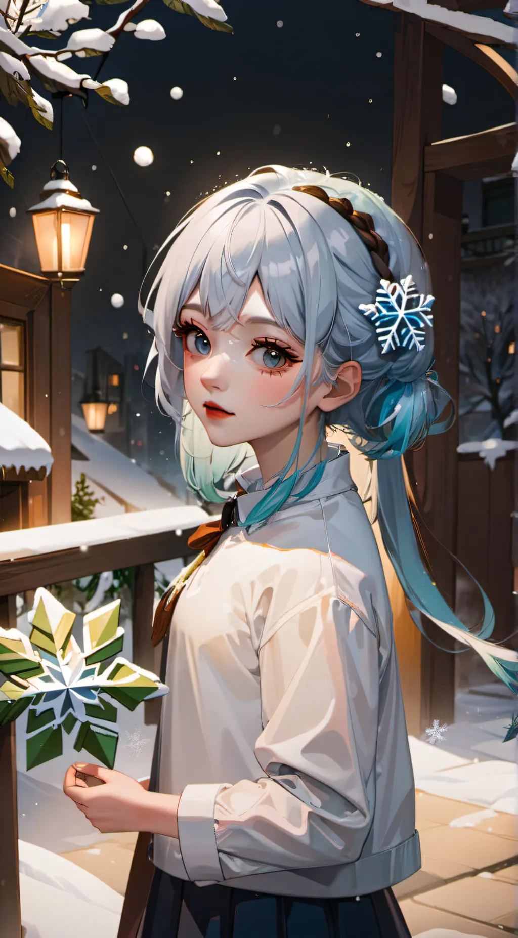 ai character: Snow/snowie background