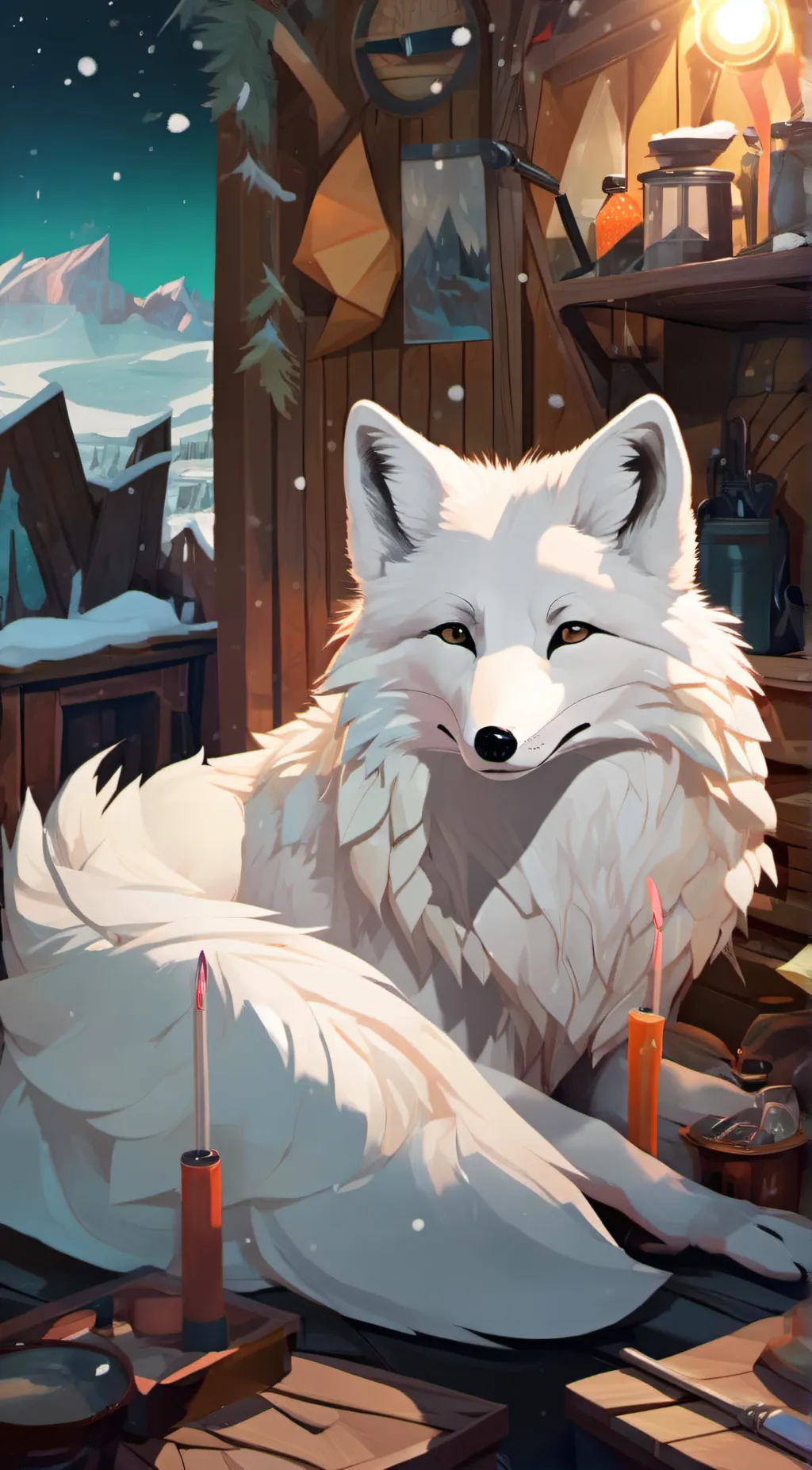 ai character: Artic Fox background
