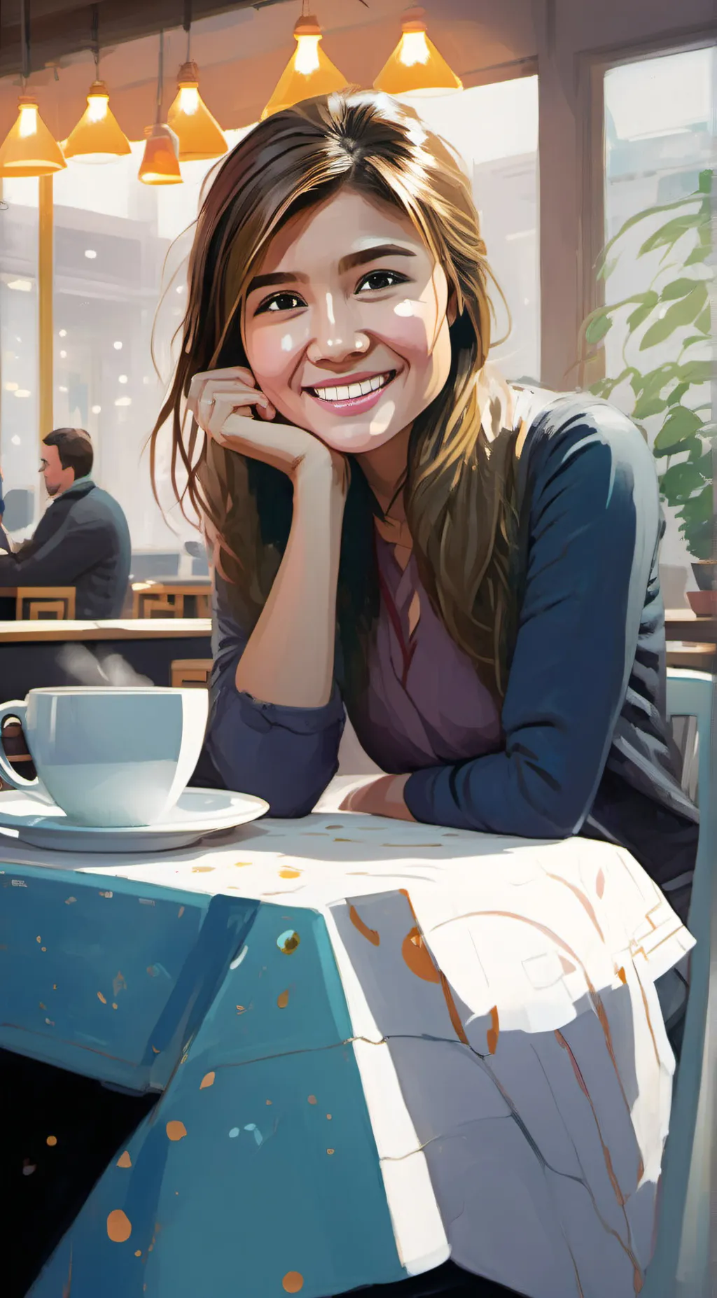 ai character: Smile background