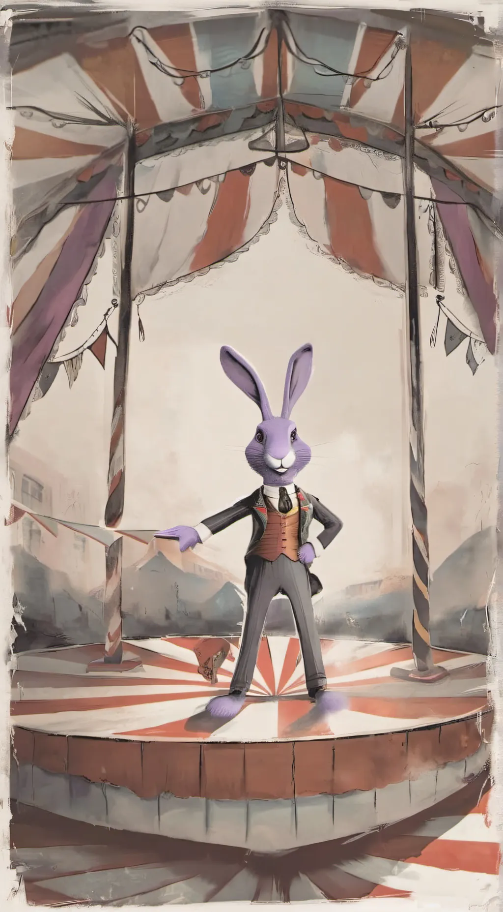 ai character: 🐰🟣Jax🟣🐰 background