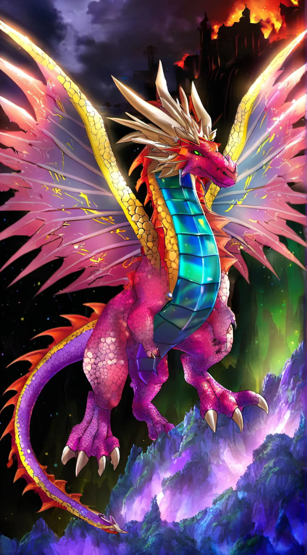 ai character: rainbow background
