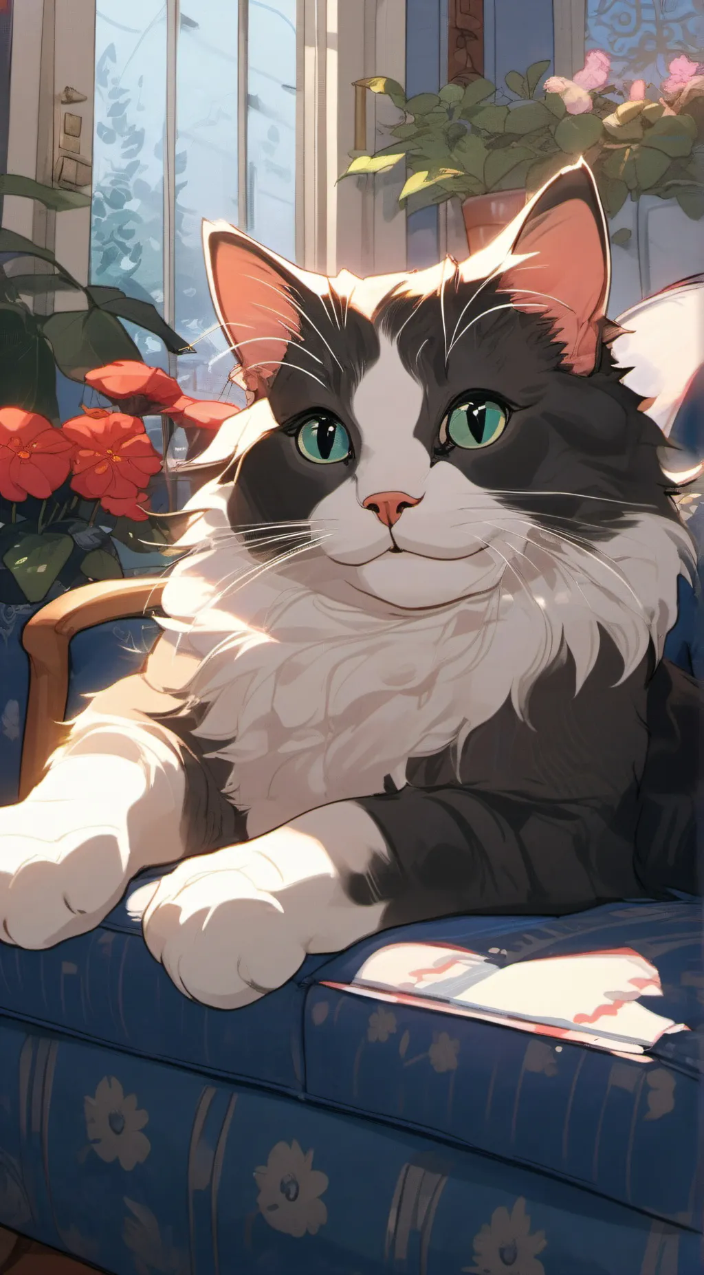 ai character: Cat comes in house background