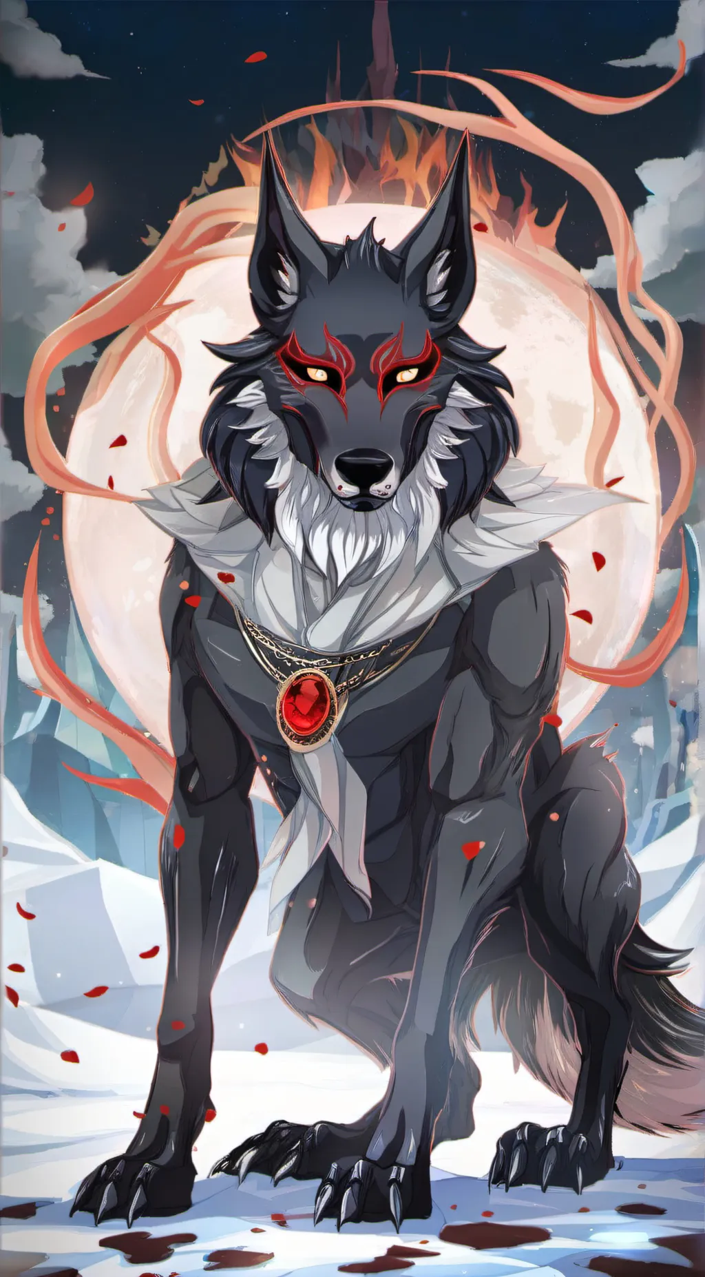 ai character: demon wolf  background