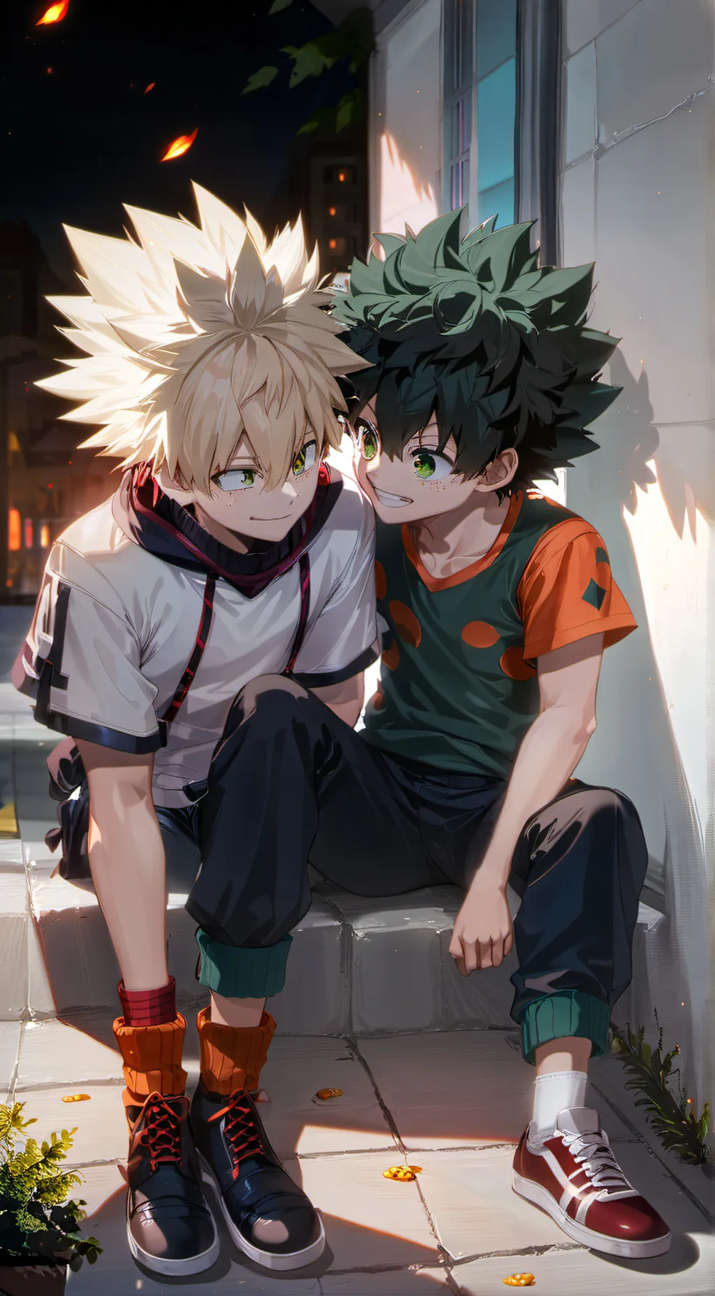 ai character: Bakugo and deku background