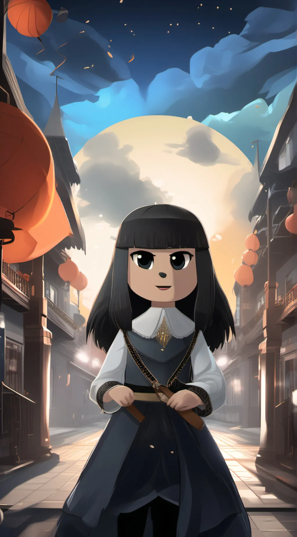 ai character: Spooky girl  background