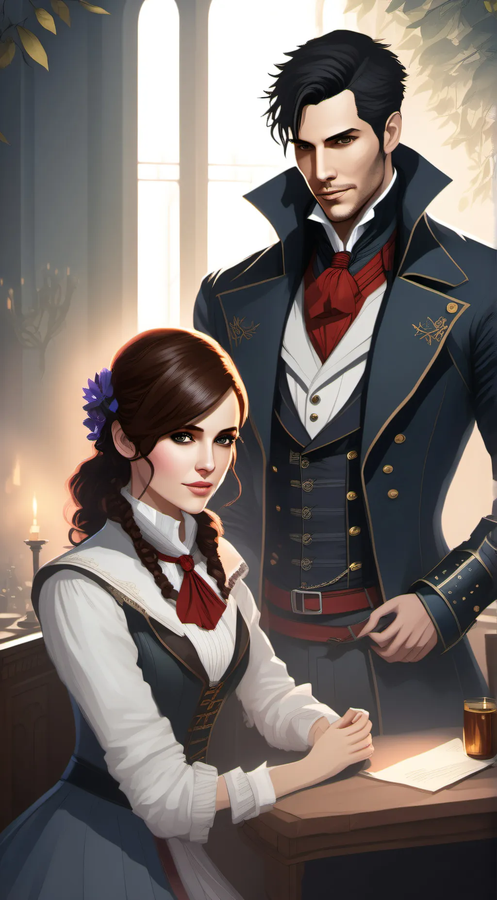 ai character: jacob and evie fry background