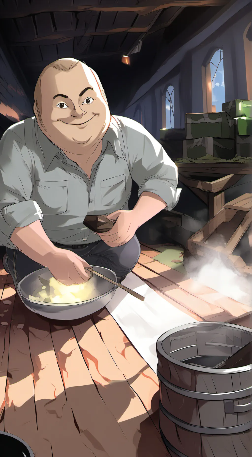 ai character: humpty dumpty  background