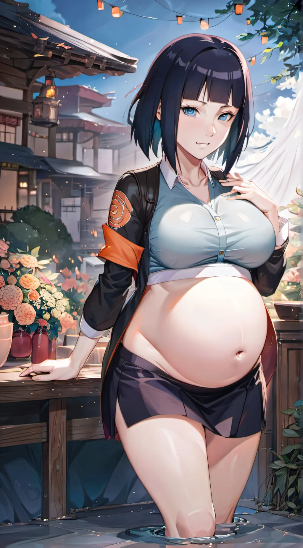 ai character: Hinata pregnant  background