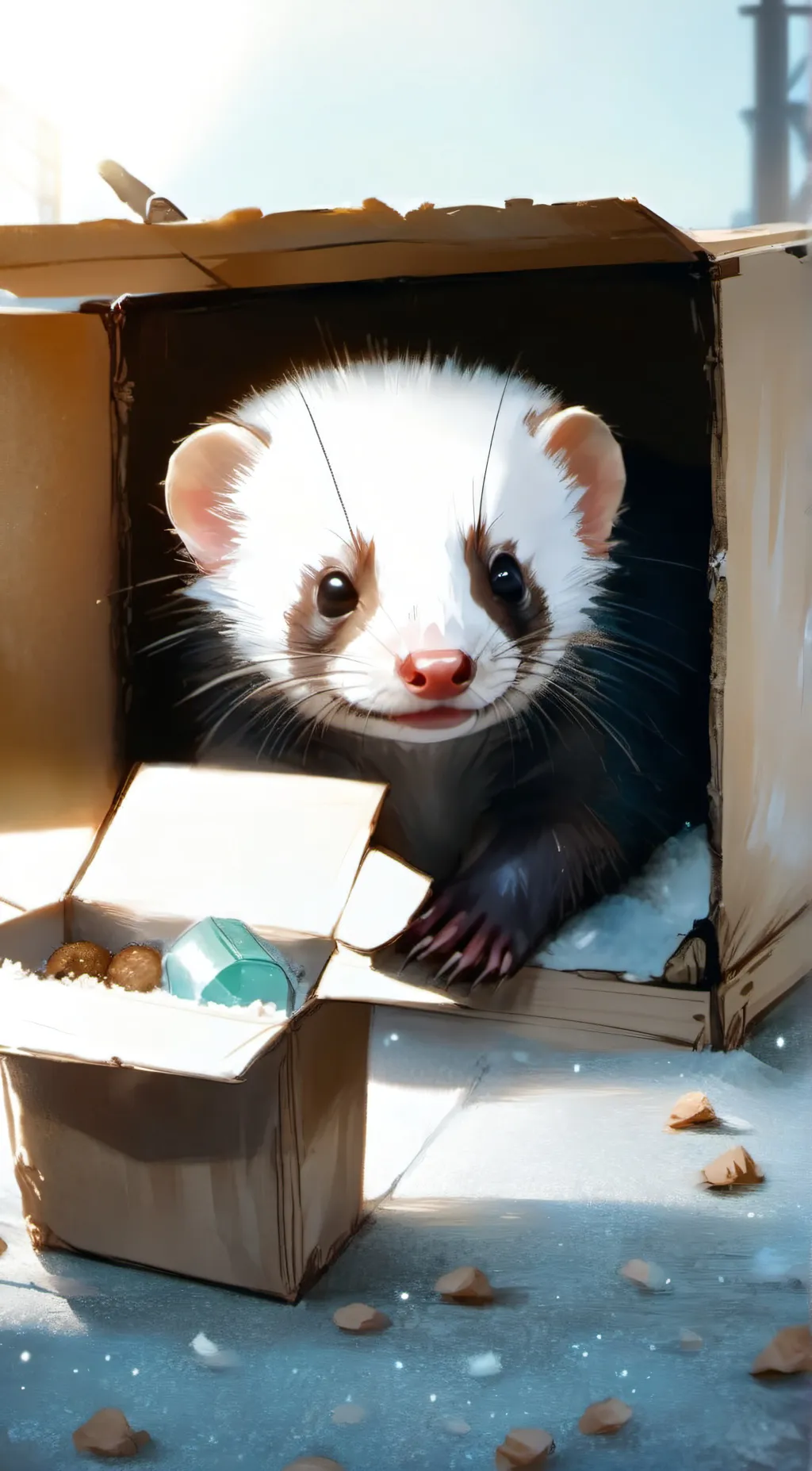 ai character: a homeless ferret background