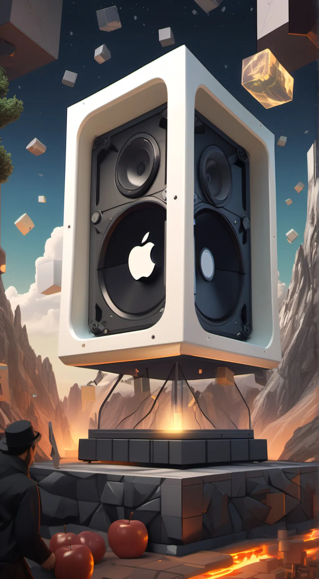 ai character: Apple speaker  background